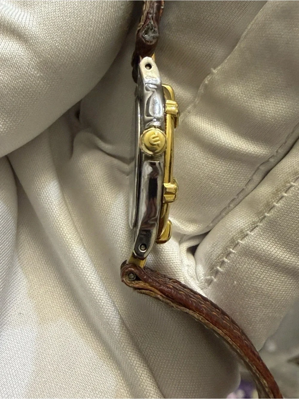 Maurice Lacroix Calypso 75344 Ladies Vintage Swiss Watch Two Tone Date Leather